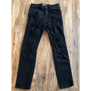 BLIND TRUST Men's Black Distressed Skinny Fit Jeans Size 30x32